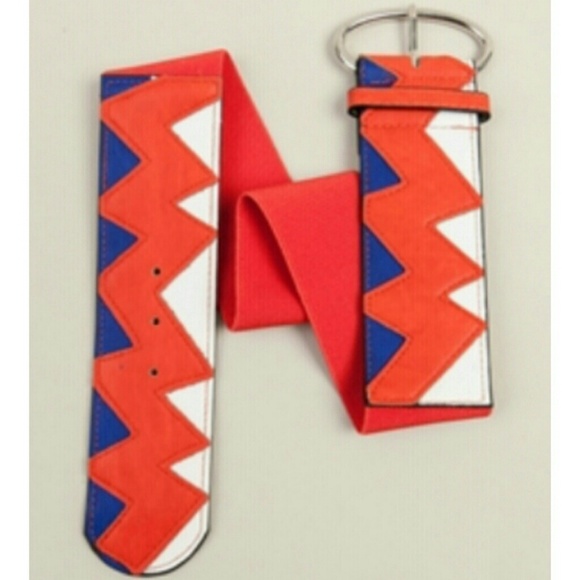 Blue, Orange & White Zig-Zag Waist Belt - Picture 1 of 3